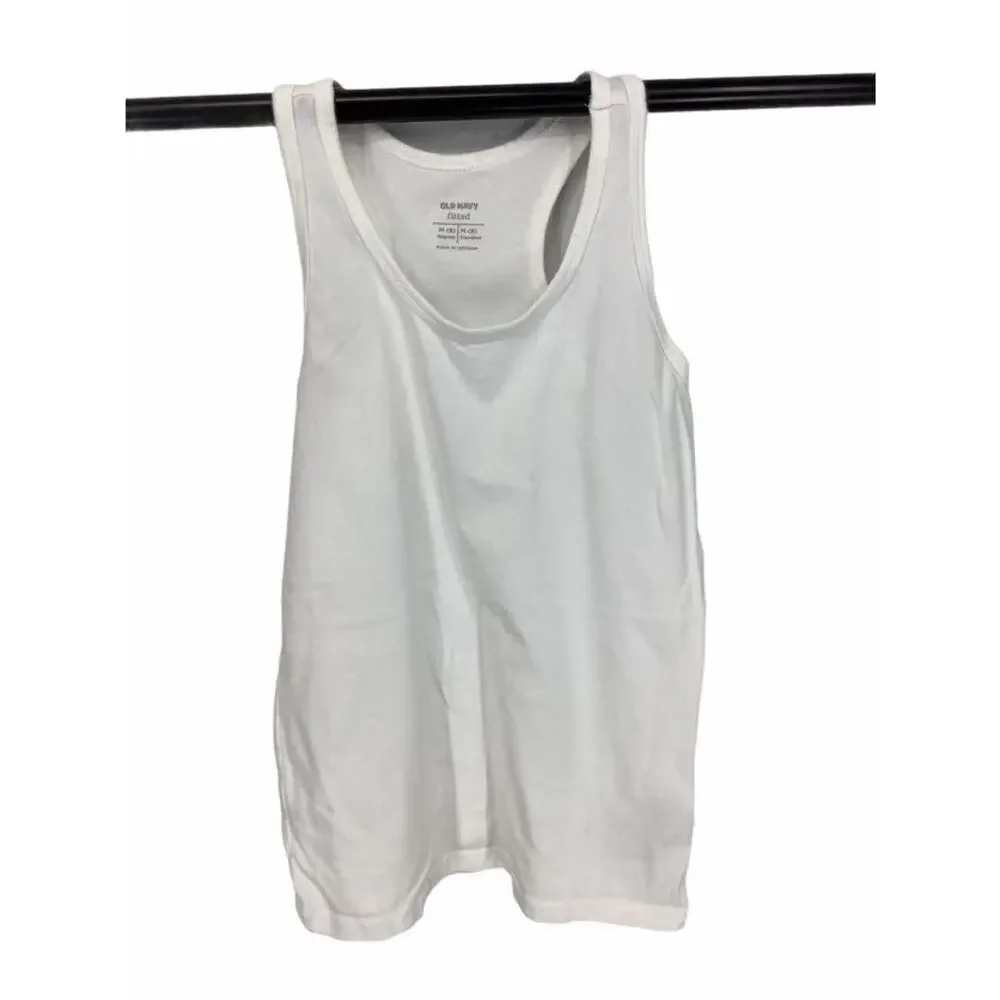 Hanes Old Navy 2 White Gray Tank Tops Medium 7/8